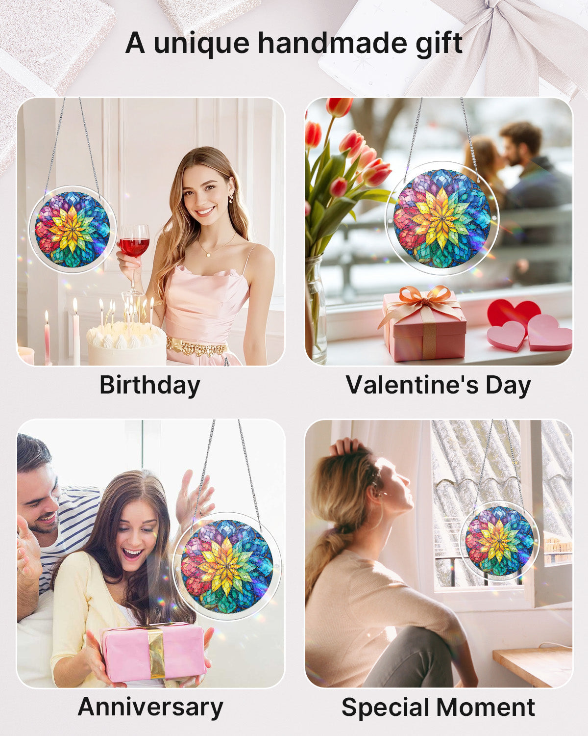 Strahlendes Blumenrad-Licht-Sonnenf?nger ¨C Acryl-Fensterkunst