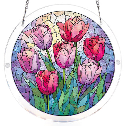 Morgend?mmerung-Tulpen-Licht-Sonnenf?nger-Acryl-Fensterkunst
