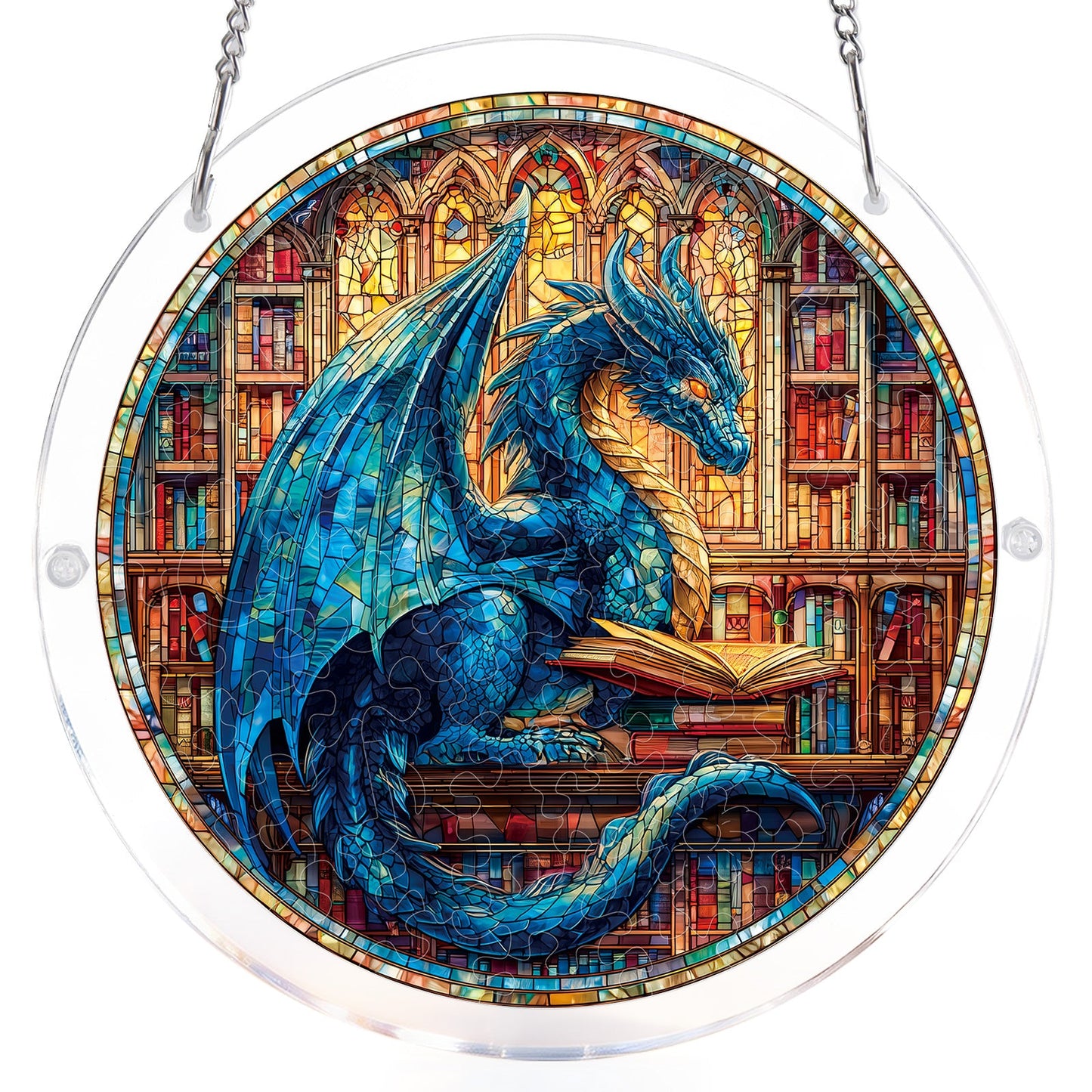 Das Blaue Drachen Bibliotheks-Licht-Sonnenf?nger-Acrylfensterkunst