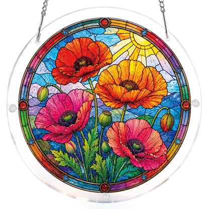 Sonnendurchfluteter floraler Garten-Lichtf?nger ¨C Acryl-Fensterbild