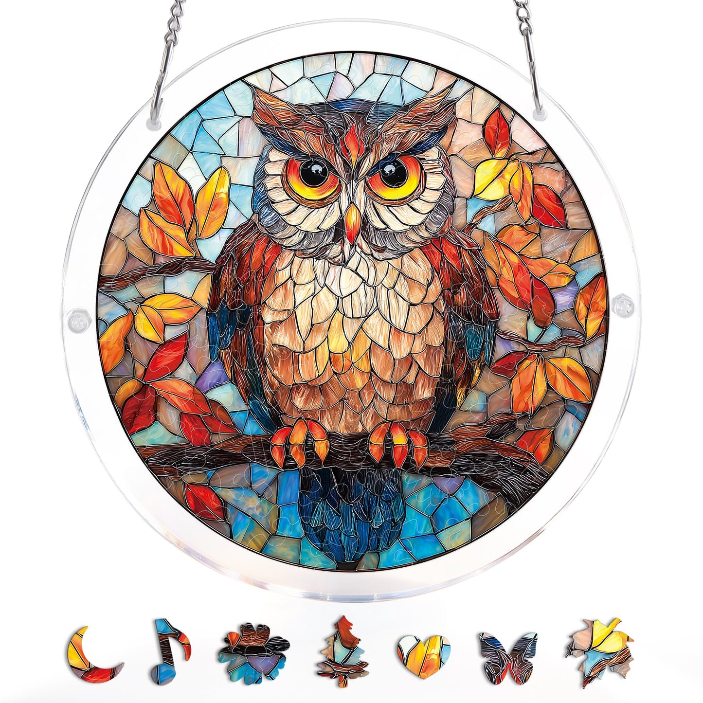 Herbst Eule Licht-Suncatcher-Acrylfensterkunst