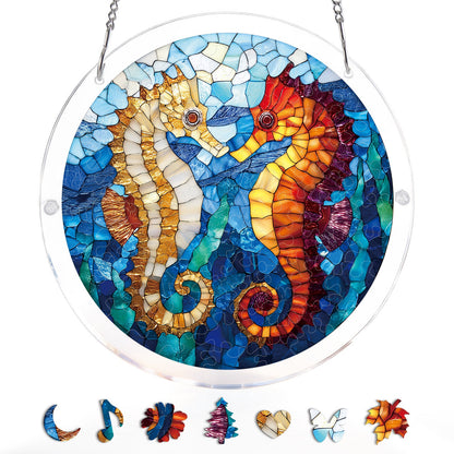 Vertr?umte Seepferdchen Licht-Suncatcher-Acrylfensterkunst