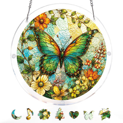 Suncatcher ?Smaragd Schmetterlingsfl¨¹stern¡° ¨C Acryl-Fensterbild