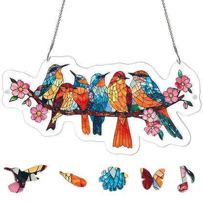 Acrylic Jigsaw Puzzle Suncatcher - Blossom Songbirds