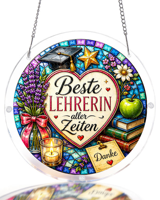 DE Lehrerin Sonnenschutzf?nger aus Acrylfensterkunst