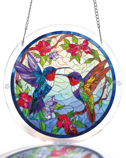 Kolibri Bloomscape Licht-Fensterbild-Acryl-Fensterkunst