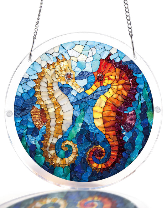 Vertr?umte Seepferdchen Licht-Suncatcher-Acrylfensterkunst