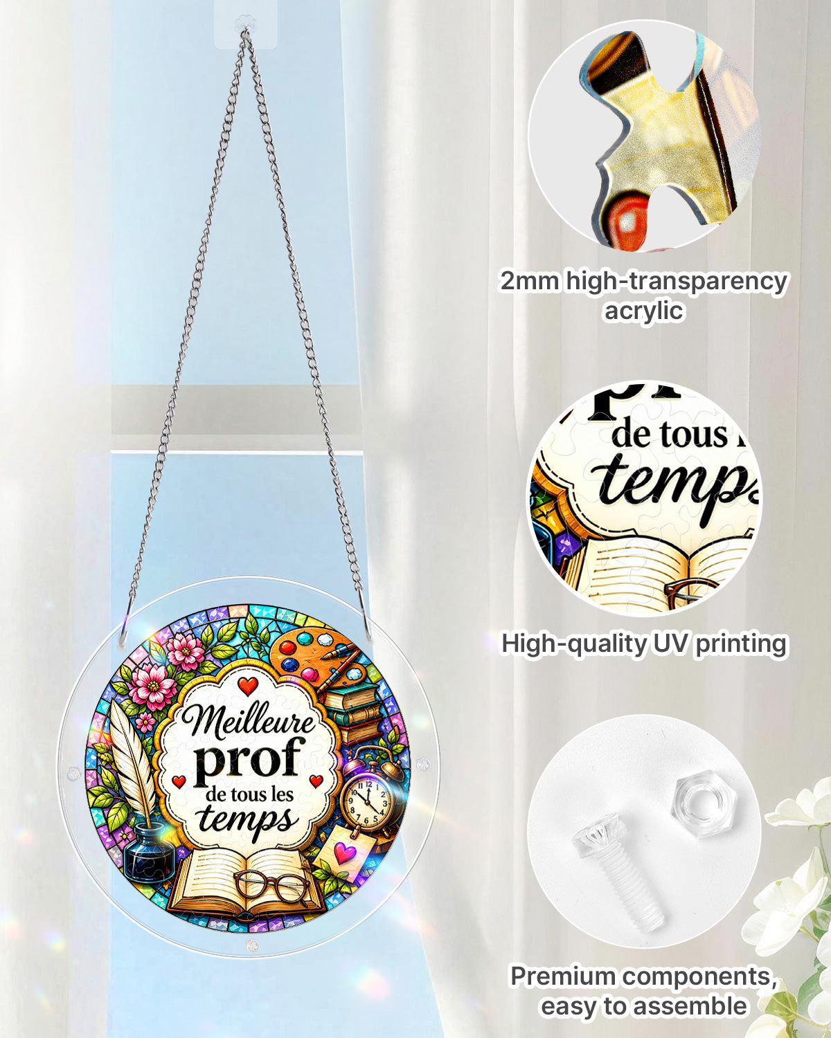 FR Weibliche Lehrerin Leichter Sonnenf?nger ¨C Acrylfensterkunst