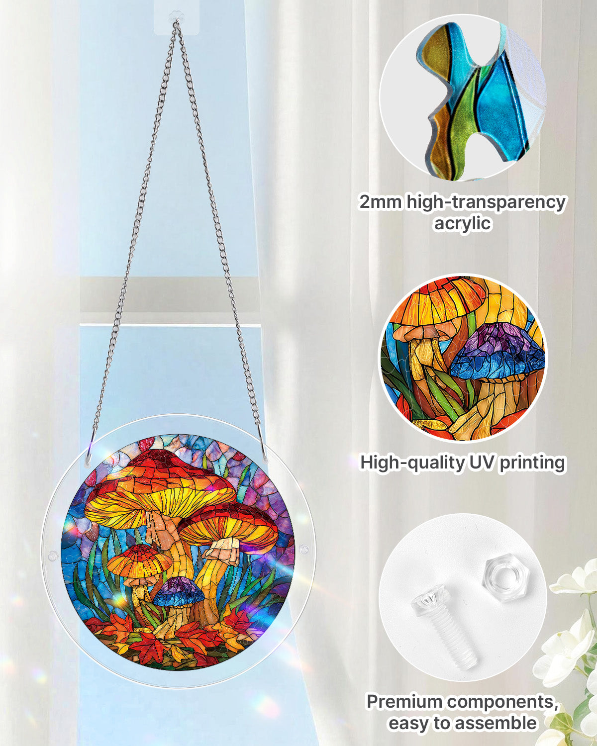 Mystischer Pilzwald Licht-Sonnenf?nger-Acrylfensterkunst