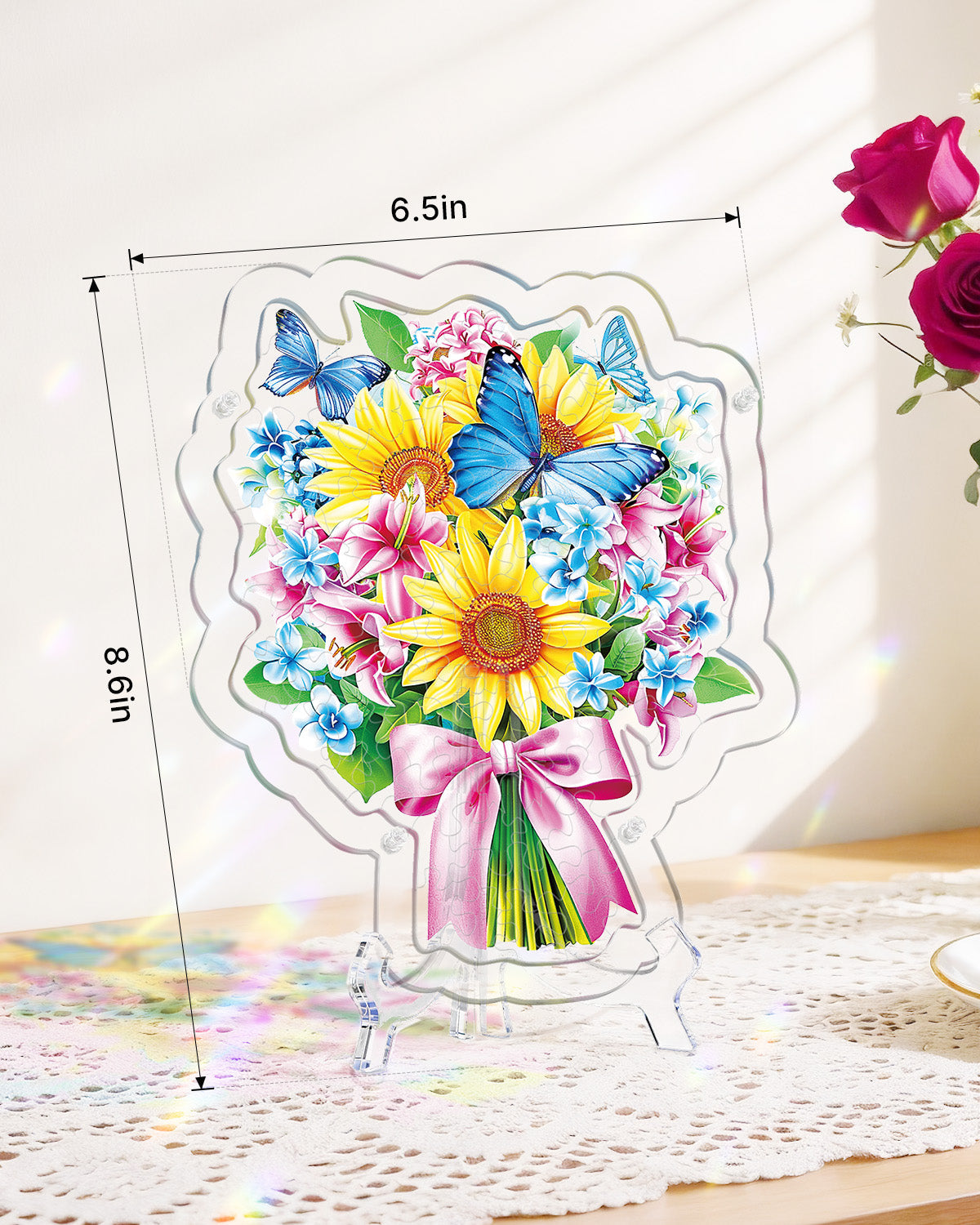 Acryl-Tisch-Fensterf?nger ¨C Sonnenblumen- und Schmetterlingsstrau?