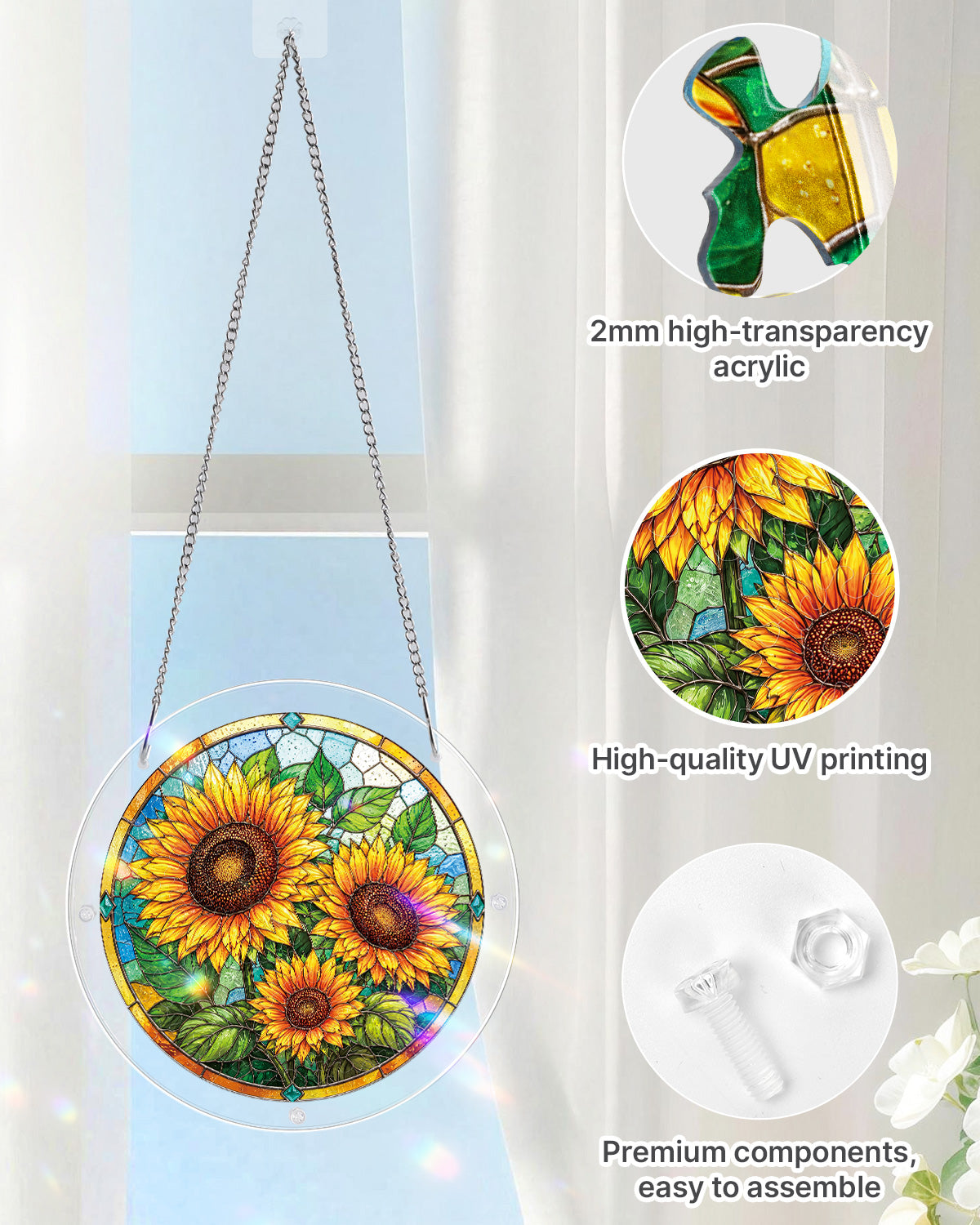 Sonnenblumenstrahlenf?nger-Acrylfensterkunst