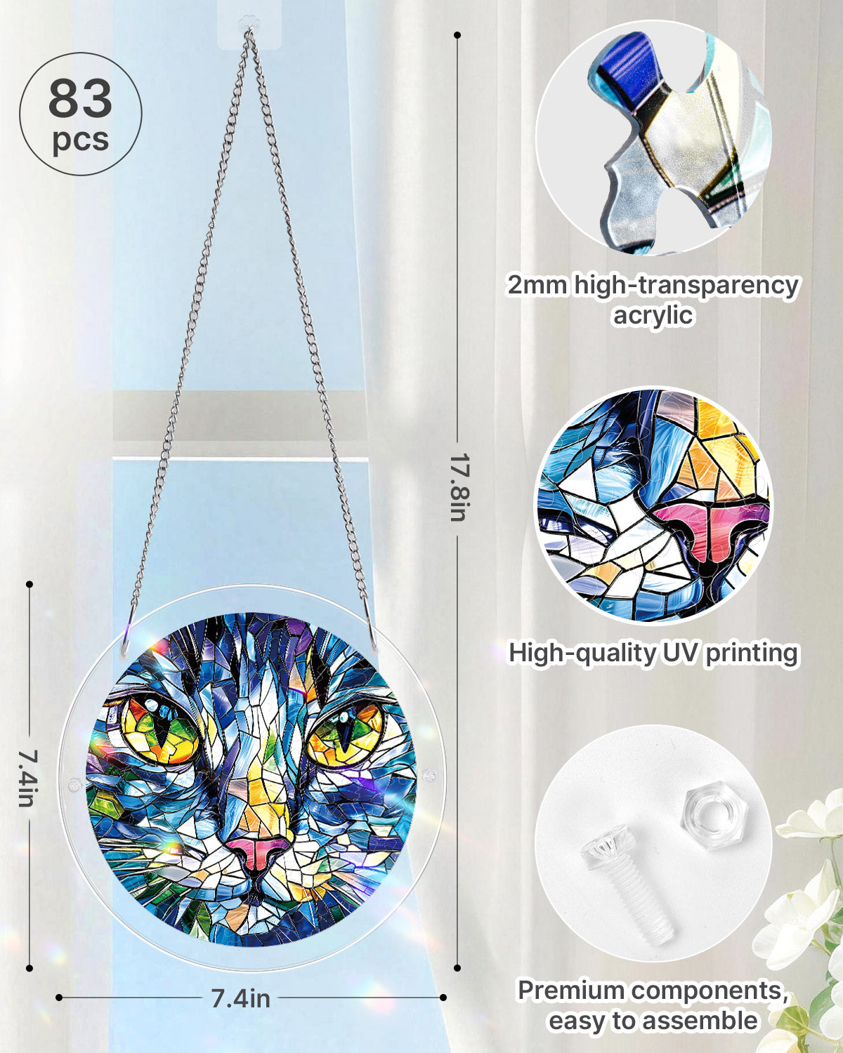 Mosaik Katze Lichtf?nger-Acryl Fensterkunst