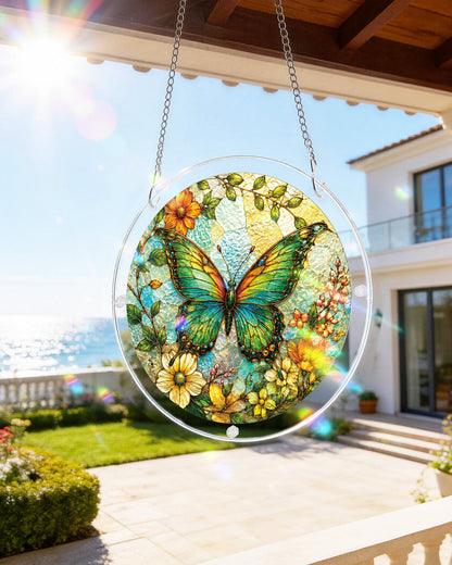 Suncatcher ?Smaragd Schmetterlingsfl¨¹stern¡° ¨C Acryl-Fensterbild