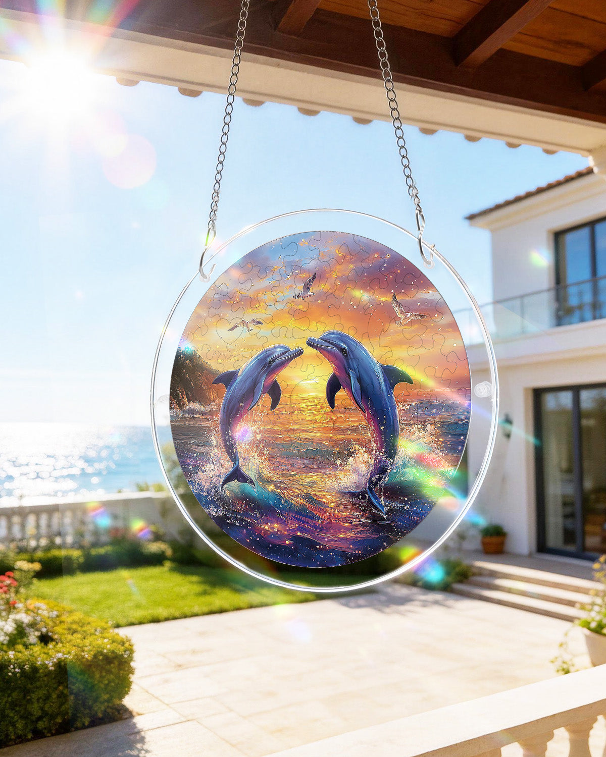 Delfin-Liebeslied-Lichtf?nger ¨C Acryl-Fensterkunst