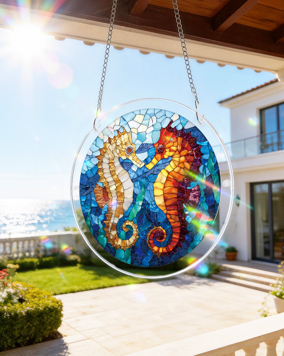 Vertr?umte Seepferdchen Licht-Suncatcher-Acrylfensterkunst