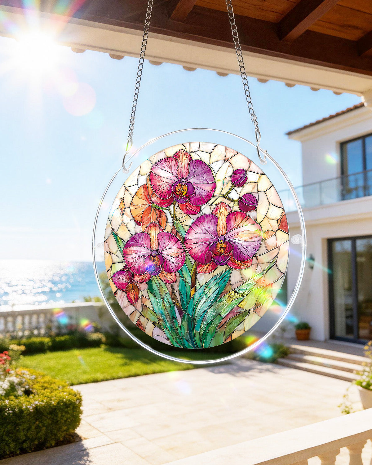 Vertr?umte Orchideen, die Sonnenf?nger-Acrylfensterkunst aufhellen