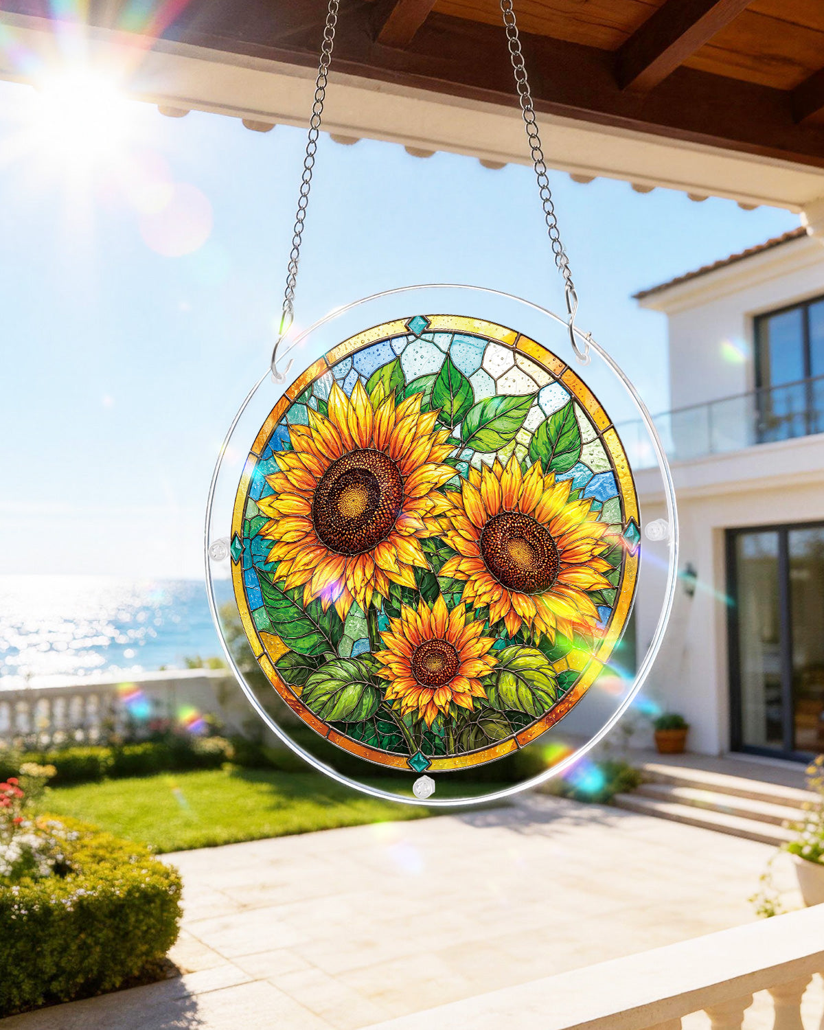 Sonnenblumenstrahlenf?nger-Acrylfensterkunst