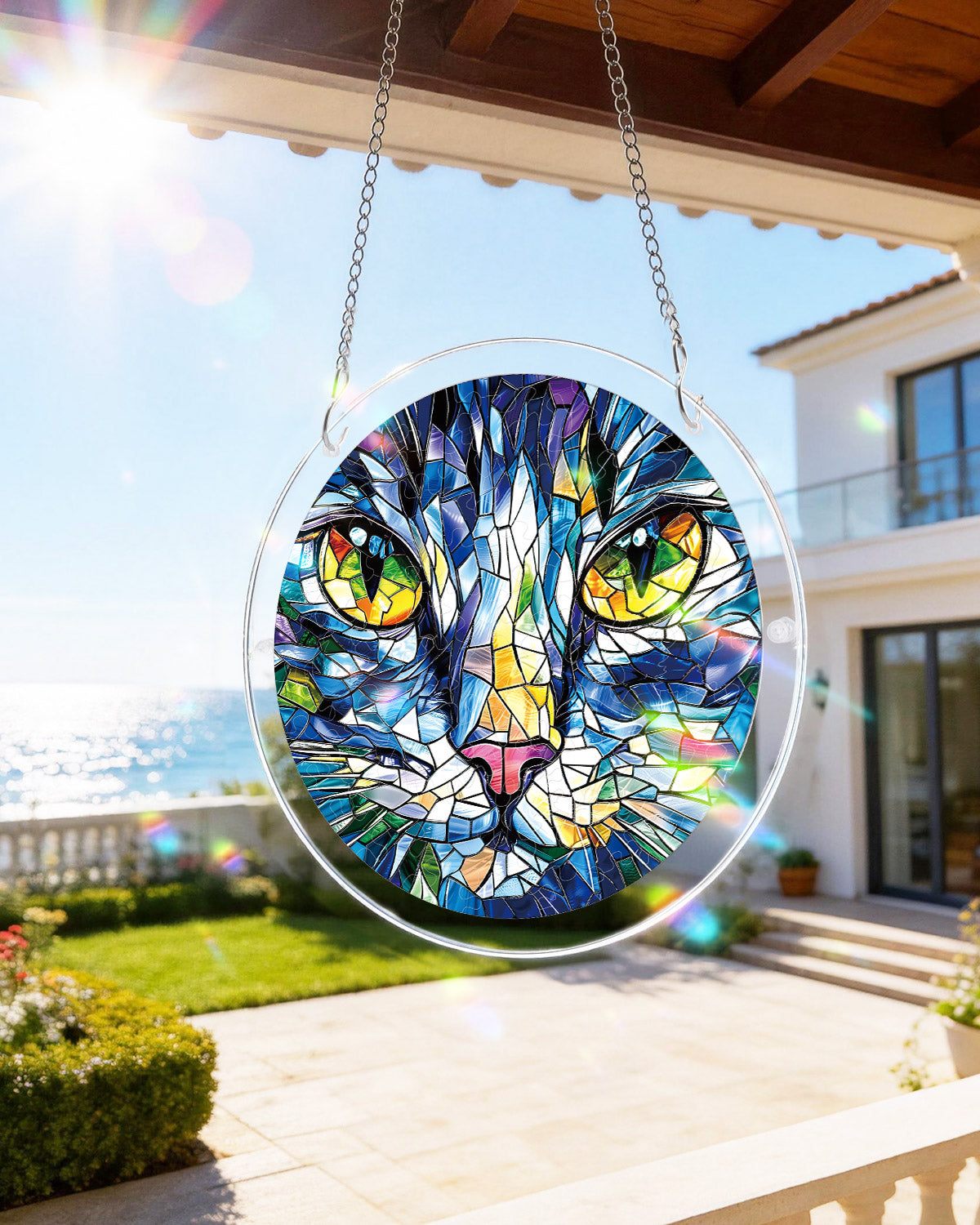 Mosaik Katze Lichtf?nger-Acryl Fensterkunst