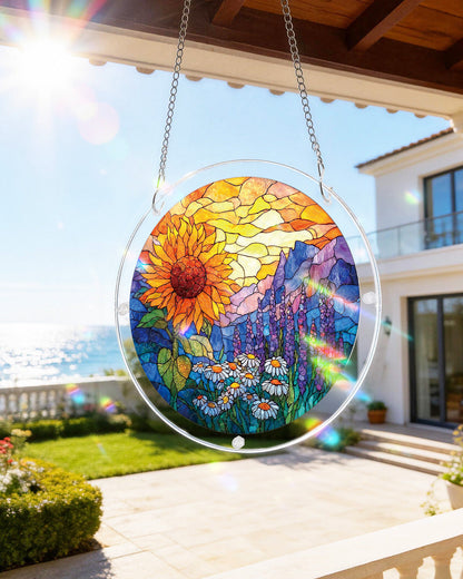 Sonnenblumenwiese Lichtf?nger ¨C Fensterbild aus Acryl