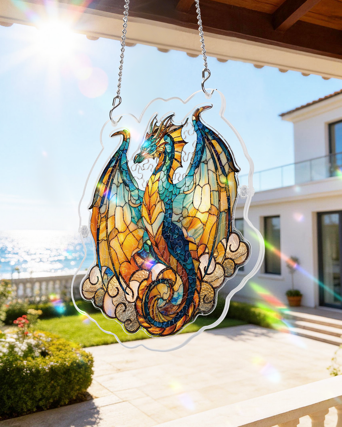 Ozeanfeuer Drachen Licht Sonnenf?nger-Acryl Fensterkunst