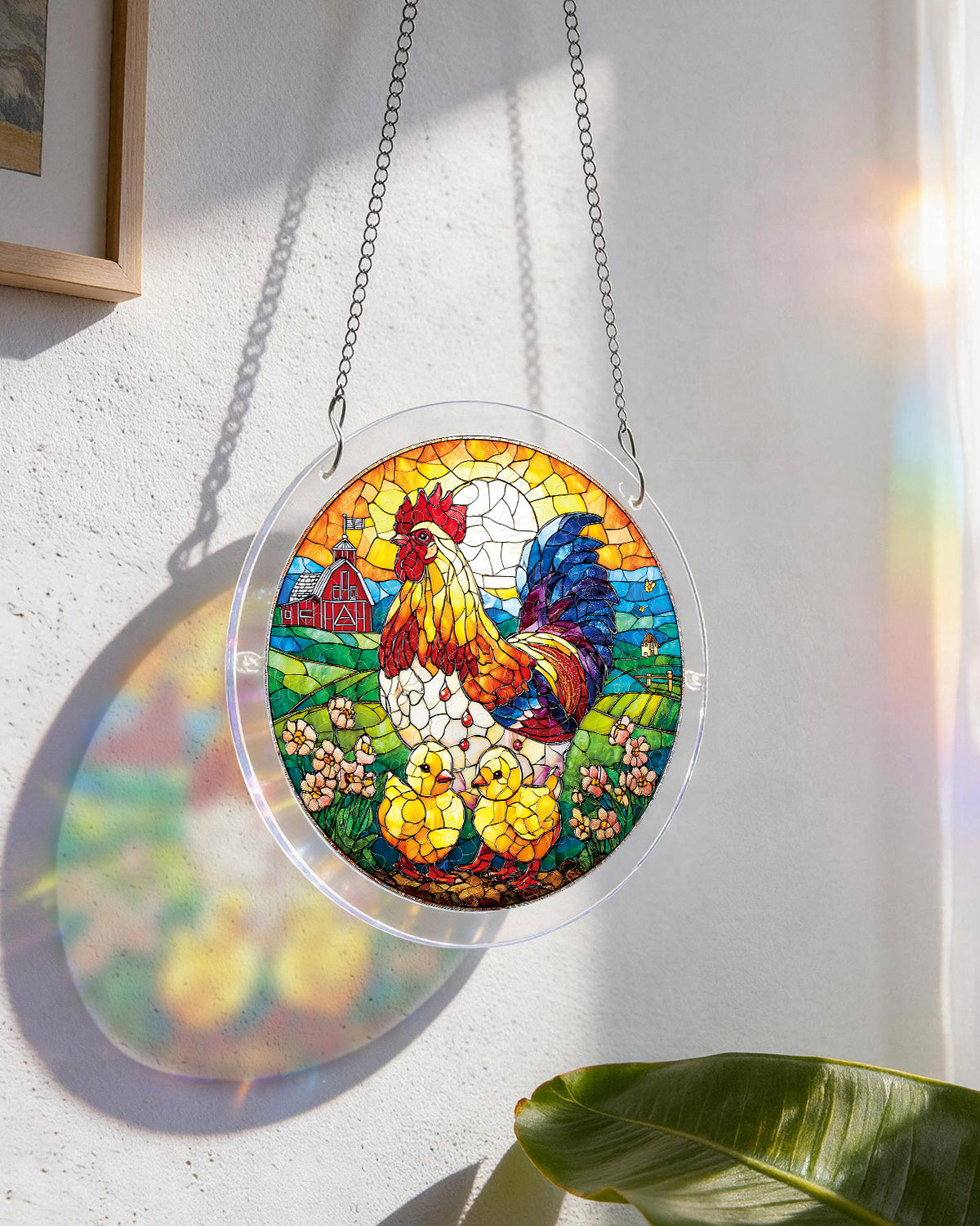 Goldene Morgenr?te Hahn Lichtf?nger ¨C Acrylfensterkunst