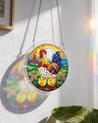Goldene Morgenr?te Hahn Lichtf?nger ¨C Acrylfensterkunst
