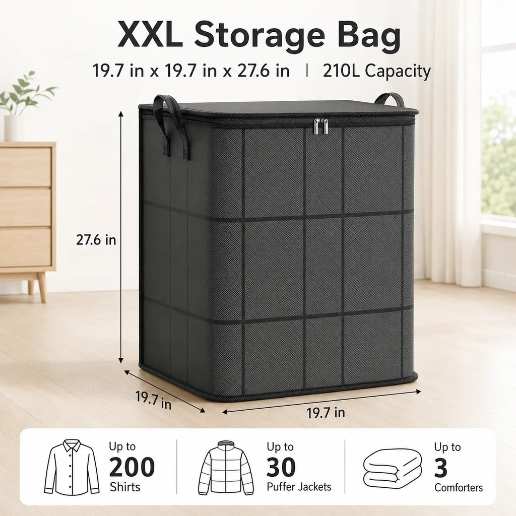 High-Capacity Fabric Organizer Bag with Zipper for Home & Moving