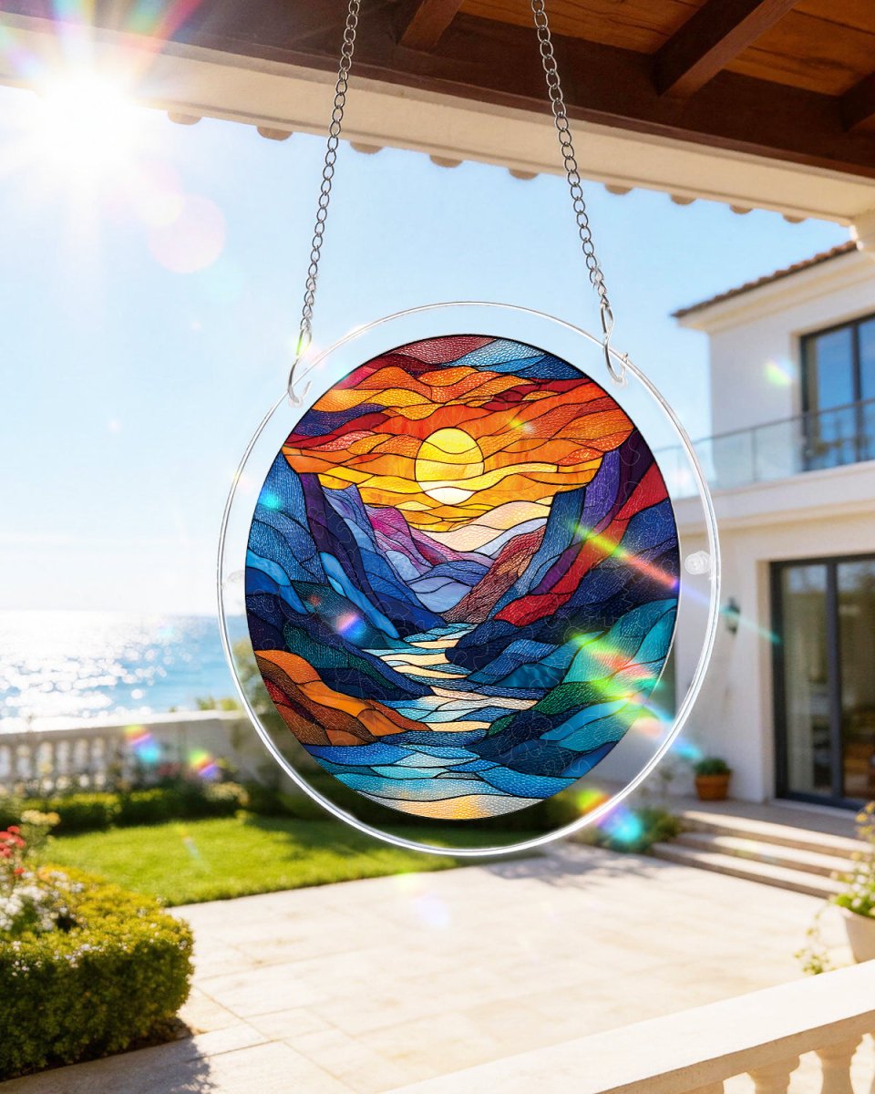 Mondbeschienene Flusslandschaft Lichtf?nger-Acrylfensterkunst