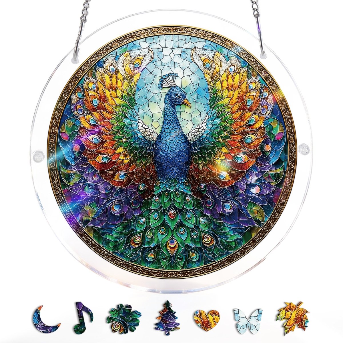 Strahlender Pfau Lichtf?nger-Acrylfensterkunst