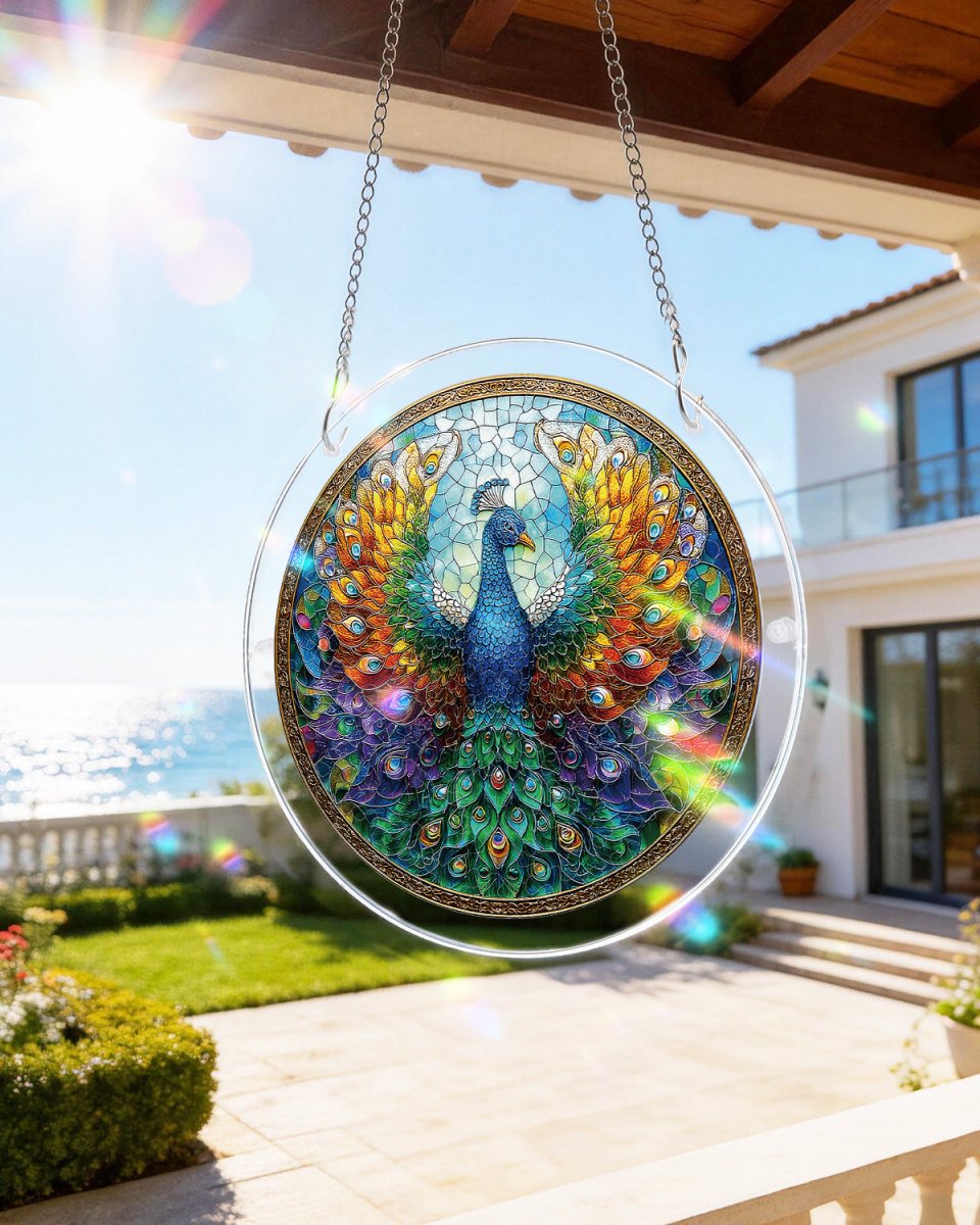 Strahlender Pfau Lichtf?nger-Acrylfensterkunst