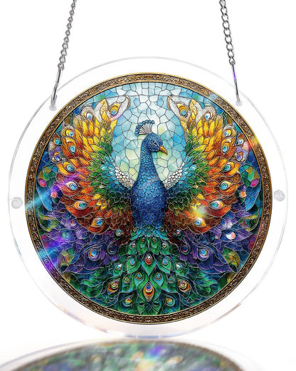 Strahlender Pfau Lichtf?nger-Acrylfensterkunst