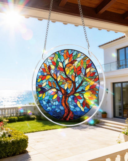 Fensterbild Baum aus strahlendem Glas ¨C Acrylfensterkunst