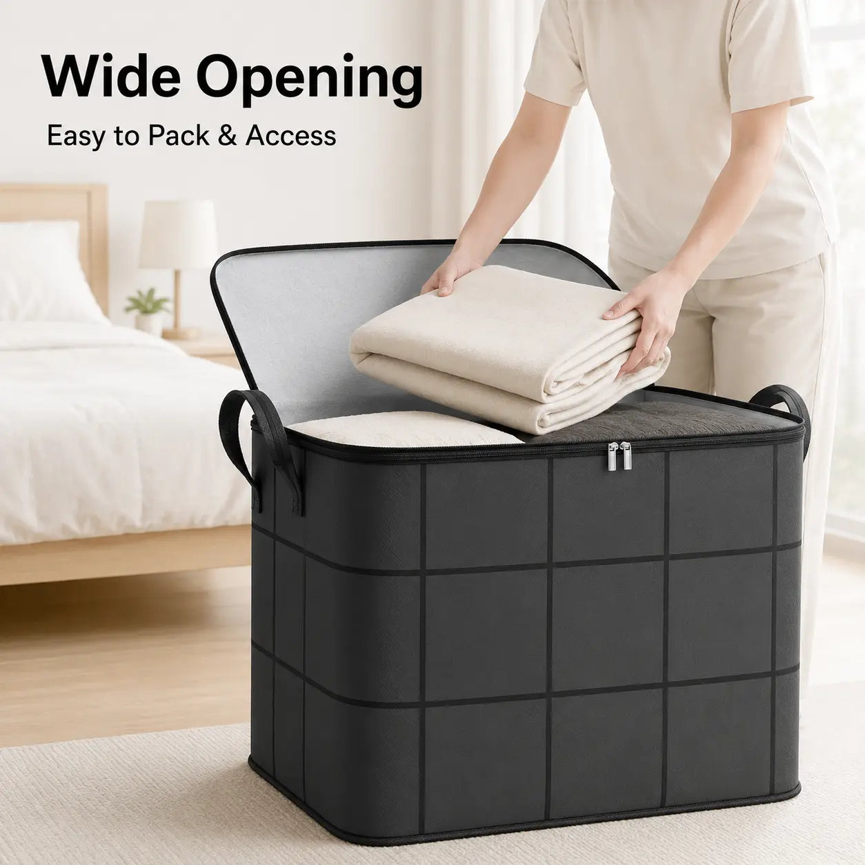 High-Capacity Fabric Organizer Bag with Zipper for Home & Moving