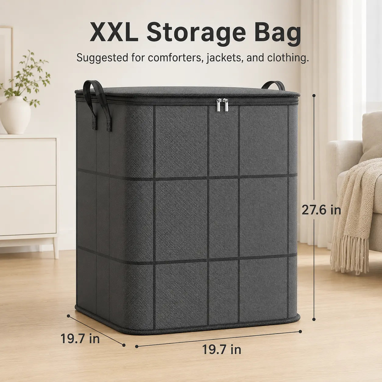 High-Capacity Fabric Organizer Bag with Zipper for Home & Moving