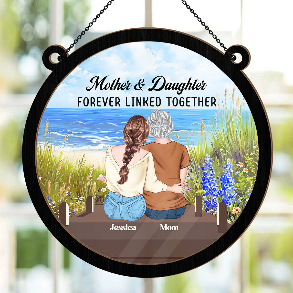 Mother & Daughter Forever Linked Together - Personalized Window Hanging Suncatcher