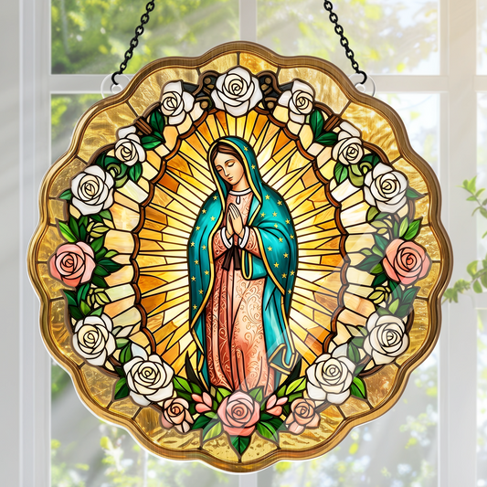 Virgin Mary Golden Halo -  Window Hanging Suncatcher