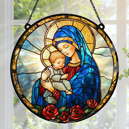 Radiant Virgin And Child -  Window Hanging Suncatcher