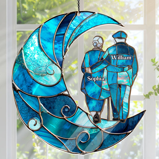 Forever In Love Crescent Keepsake - Personalized Window Hanging Suncatcher
