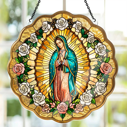 Virgin Mary Golden Halo -  Window Hanging Suncatcher