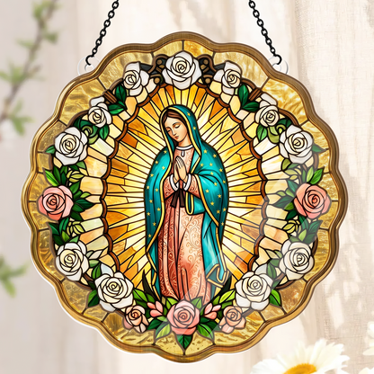 Virgin Mary Golden Halo -  Window Hanging Suncatcher