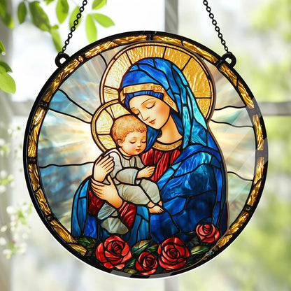 Radiant Virgin And Child -  Window Hanging Suncatcher