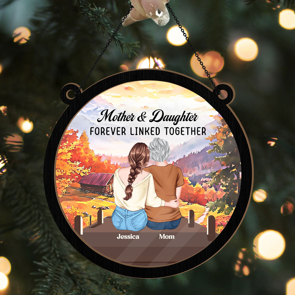 Mother & Daughter Forever Linked Together - Personalized Window Hanging Suncatcher