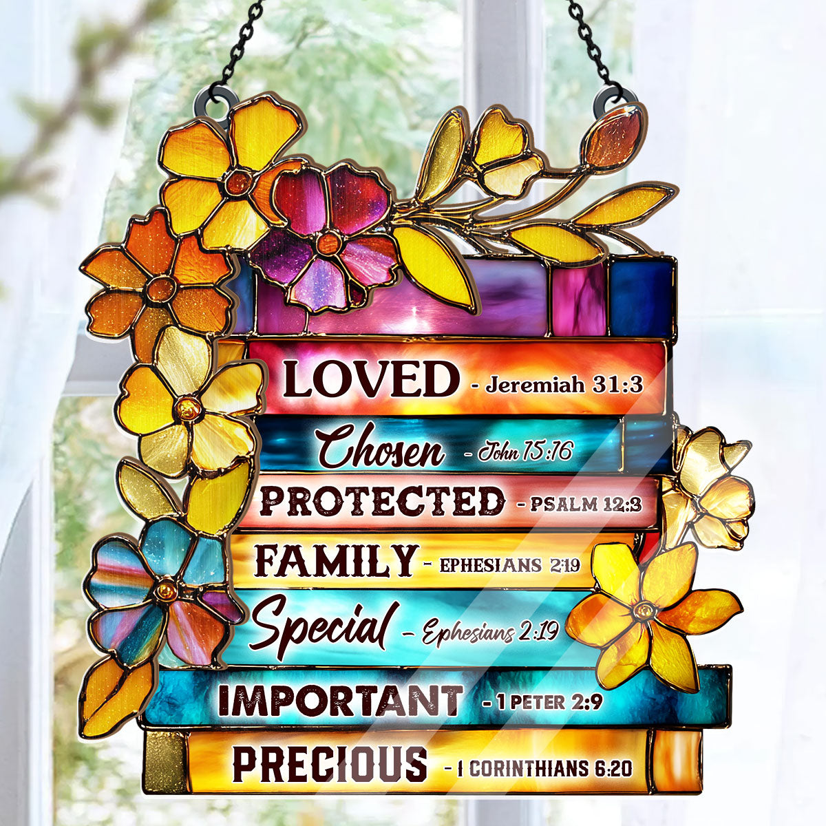 Library Of Blessings I Am Scripture Art -  Window Hanging Suncatcher