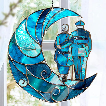 Forever In Love Crescent Keepsake - Personalized Window Hanging Suncatcher