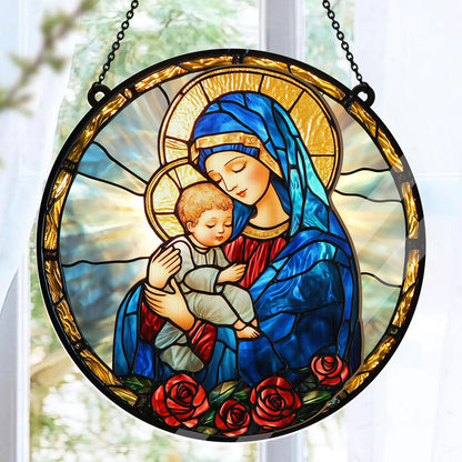 Radiant Virgin And Child -  Window Hanging Suncatcher
