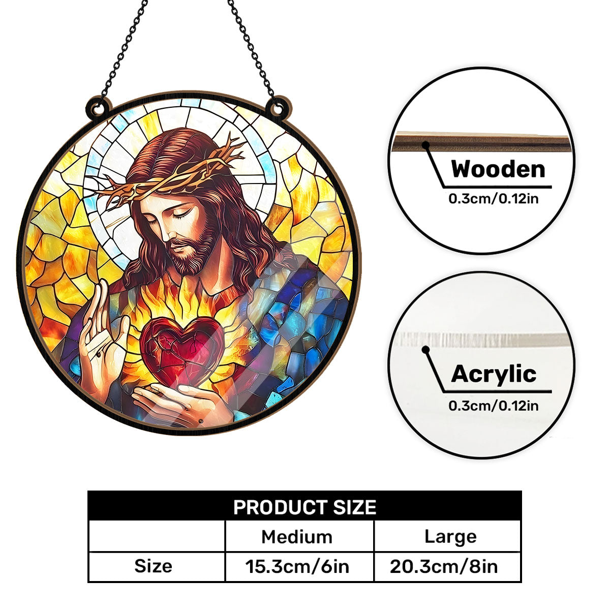 Sacred Heart Of Jesus -  Window Hanging Suncatcher
