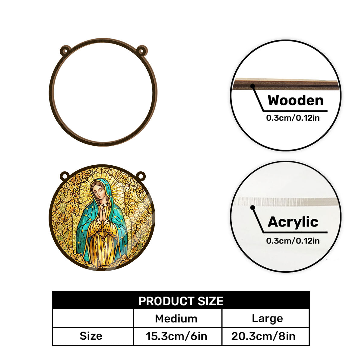 Sacred Virgin Mary -  Window Hanging Suncatcher